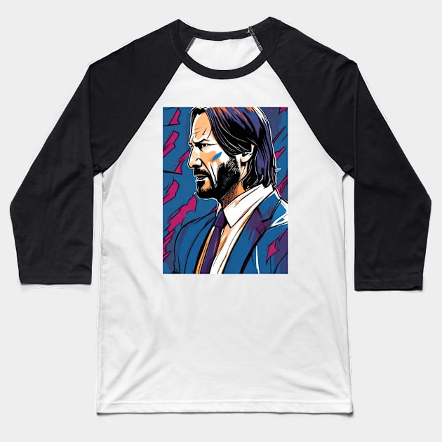 John Wick Comic book style_009 Baseball T-Shirt by Buff Geeks Art